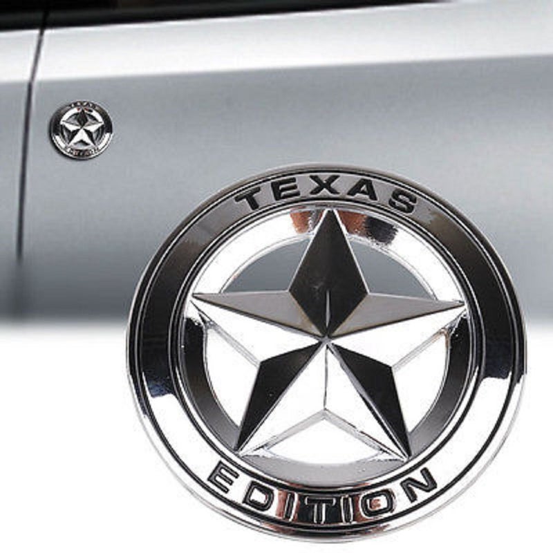 Muzzys Texas Edition Star Chrome and Black Round 3" Shield Emblem Universal Stick On FITS Tundra, Tacoma, F150, Silverado, Titan, Hood, Door, Tailgate, Grille, Fender, etc - Image 5